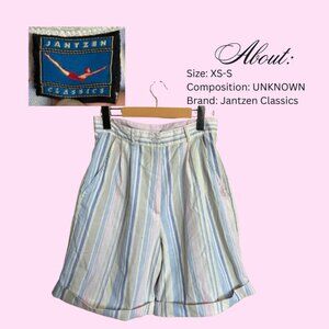 Vintage Jantzen Classics Striped Bermuda Shorts | Pastel High Waist Shorts XS-S